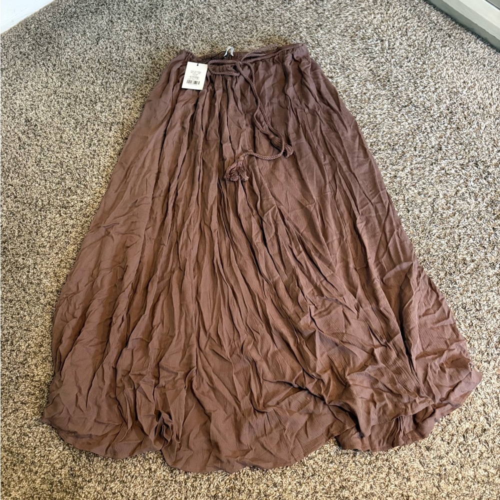 Showpo Brown Bubble Maxi Skirt with Pleated Ruched Style